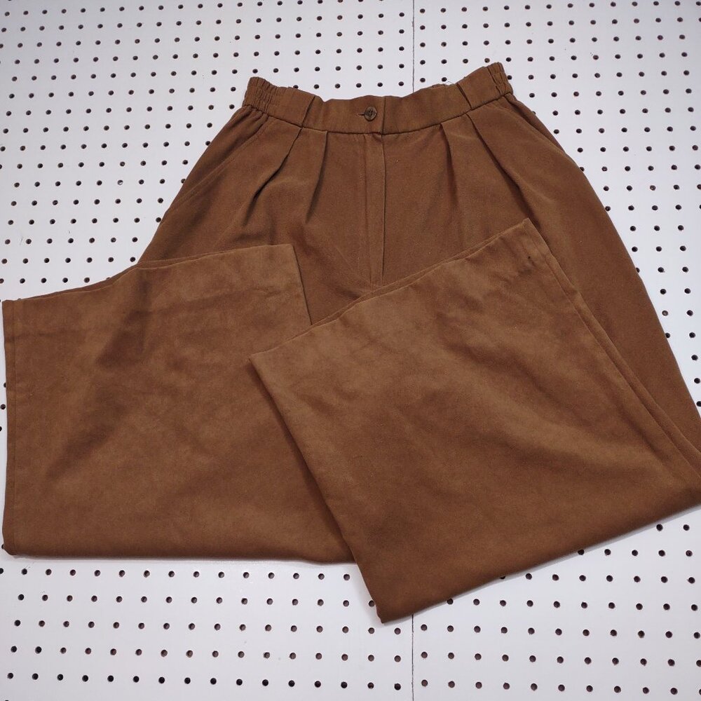 Doncaster Faux Suede Wide Leg Cropped Pants, Size 8
